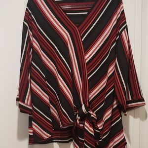 Unique Spectrum Women's 3X Striped Blouse, Multico
